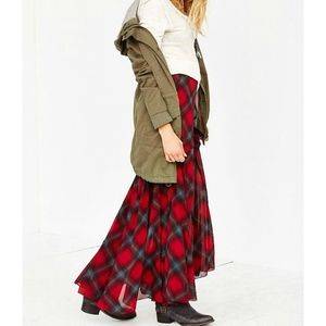 Urban outfitters plaid chiffon maxi skirt